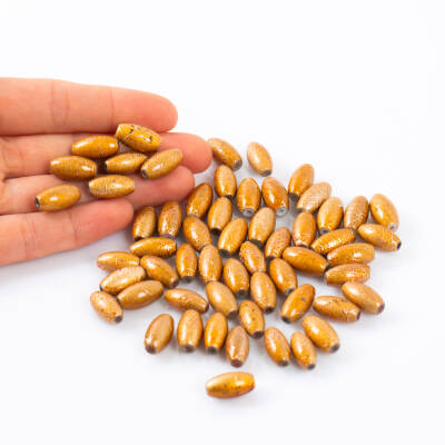 25 Gram - 8.5x16 mm Açık Kahve Renkli Oval Cam Boncuk, ( 25 gram - 16-17 Adet Arası ) - 4