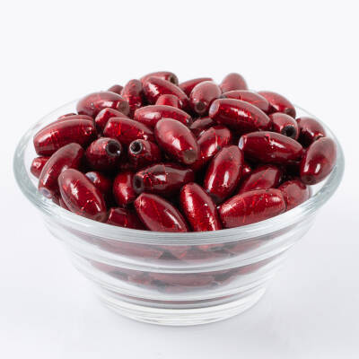 25 Gram - 8.5x16 mm Bordo Renkli Oval Cam Boncuk, ( 25 gram - 16-17 Adet Arası ) - 2