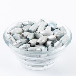 25 Gram - 8.5x16 mm Gümüş Renkli Oval Cam Boncuk, ( 25 gram - 16-17 Adet Arası ) - 2