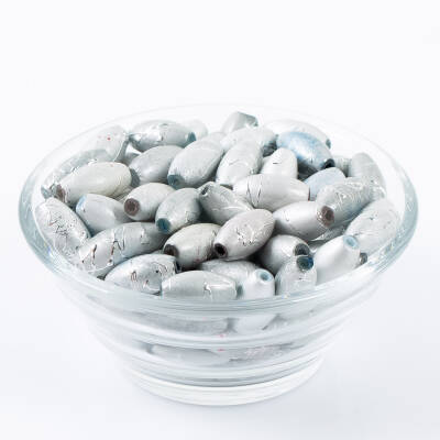 25 Gram - 8.5x16 mm Gümüş Renkli Oval Cam Boncuk, ( 25 gram - 16-17 Adet Arası ) - 2