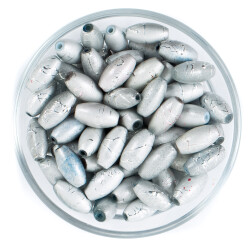 25 Gram - 8.5x16 mm Gümüş Renkli Oval Cam Boncuk, ( 25 gram - 16-17 Adet Arası ) - 1