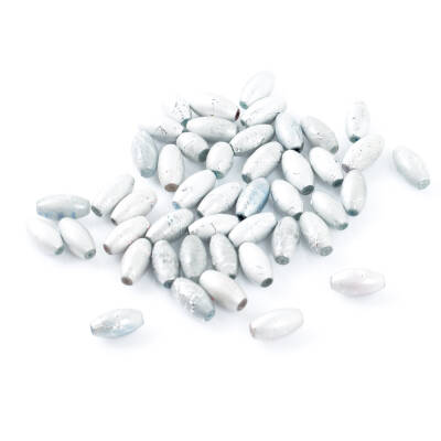 25 Gram - 8.5x16 mm Gümüş Renkli Oval Cam Boncuk, ( 25 gram - 16-17 Adet Arası ) - 3