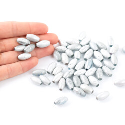 25 Gram - 8.5x16 mm Gümüş Renkli Oval Cam Boncuk, ( 25 gram - 16-17 Adet Arası ) - 4