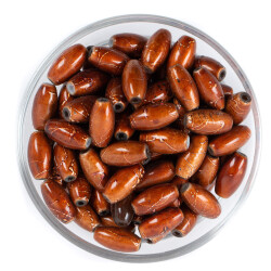 25 Gram - 8.5x16 mm Kızıl Kahve Renkli Oval Cam Boncuk, ( 25 gram - 16-17 Adet Arası ) - YF Hobi