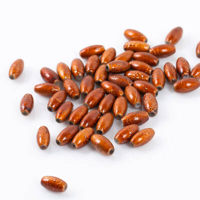 25 Gram - 8.5x16 mm Kızıl Kahve Renkli Oval Cam Boncuk, ( 25 gram - 16-17 Adet Arası ) - 3