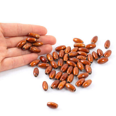 25 Gram - 8.5x16 mm Kızıl Kahve Renkli Oval Cam Boncuk, ( 25 gram - 16-17 Adet Arası ) - 4