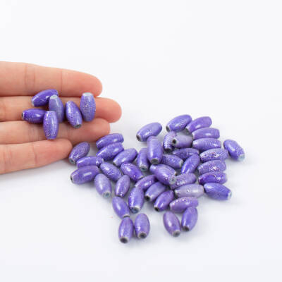 25 Gram - 8.5x16 mm Mavi Renkli Oval Cam Boncuk, ( 25 gram - 16-17 Adet Arası ) - 4