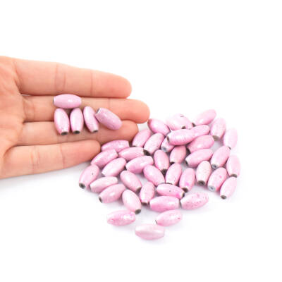 25 Gram - 8.5x16 mm Pembe Renkli Oval Cam Boncuk, ( 25 gram - 16-17 Adet Arası ) - 4