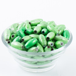 25 Gram - 8.5x16 mm Yeşil Renkli Oval Cam Boncuk, ( 25 gram - 16-17 Adet Arası ) - 2