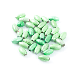 25 Gram - 8.5x16 mm Yeşil Renkli Oval Cam Boncuk, ( 25 gram - 16-17 Adet Arası ) - 3