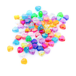 25 Gram - 9 mm Janjanlı Karışık Renkli Kalp Plastik Boncuk, ( 25 gram - 120-125 Adet Arası ) - 3