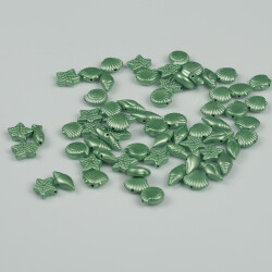 25 Gram - Karışık Deniz Ürünleri Figürlü Plastik Boncuk, Parlak Yeşil Renkli ( 25 Gram - 73-76 Adet ) - 3