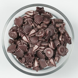 25 Gram - Karışık Deniz Ürünleri Figürlü Plastik Boncuk, Soft Kahve Renkli ( 25 Gram - 73-76 Adet ) - YF Hobi