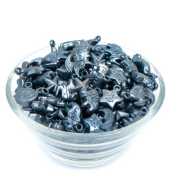 25 Gram - Karışık Figürlü Kulplu Plastik Boncuk, Soft Füme Renkli, 1. Kalite ( 25 gram - 75-80 Adet Arası ) - 2