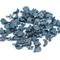 25 Gram - Karışık Figürlü Kulplu Plastik Boncuk, Soft Füme Renkli, 1. Kalite ( 25 gram - 75-80 Adet Arası ) - 3