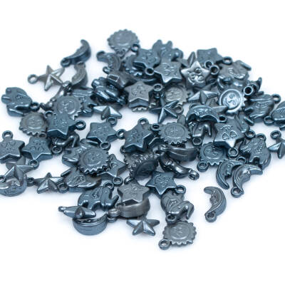 25 Gram - Karışık Figürlü Kulplu Plastik Boncuk, Soft Füme Renkli, 1. Kalite ( 25 gram - 75-80 Adet Arası ) - 3