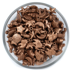 25 Gram - Karışık Figürlü Kulplu Plastik Boncuk, Soft Kahve Renkli, 1. Kalite ( 25 gram - 75-80 Adet Arası ) - YF Hobi