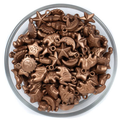 25 Gram - Karışık Figürlü Kulplu Plastik Boncuk, Soft Kahve Renkli, 1. Kalite ( 25 gram - 75-80 Adet Arası ) - 1