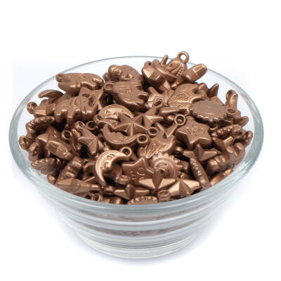 25 Gram - Karışık Figürlü Kulplu Plastik Boncuk, Soft Kahve Renkli, 1. Kalite ( 25 gram - 75-80 Adet Arası ) - 2