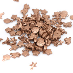 25 Gram - Karışık Figürlü Kulplu Plastik Boncuk, Soft Kahve Renkli, 1. Kalite ( 25 gram - 75-80 Adet Arası ) - 3