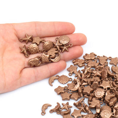 25 Gram - Karışık Figürlü Kulplu Plastik Boncuk, Soft Kahve Renkli, 1. Kalite ( 25 gram - 75-80 Adet Arası ) - 4