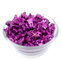 25 Gram - Karışık Figürlü Kulplu Plastik Boncuk, Soft Mor Renkli, 1. Kalite ( 25 gram - 75-80 Adet Arası ) - 2