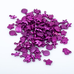 25 Gram - Karışık Figürlü Kulplu Plastik Boncuk, Soft Mor Renkli, 1. Kalite ( 25 gram - 75-80 Adet Arası ) - 3