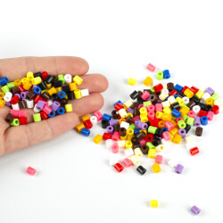 25 Gram Karışık Renk Hama Boncuk, Plastik Boru Boncuk, Takı Boncuğu 1.kalite, 25gr : 500 Adet Civarı - 4