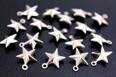 3 Adet - 13x11 Mm Yıldız Desenli Çift Taraflı Nikel Kaplama Metal Pul, Takı Malzemesi, Pirinç Pul - 2