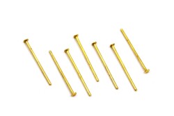 30 Adet - 20 mm Sarı Kaplama Tepeli Düz Takı Çivisi, Bijuteri Malzemesi Tepeli İğne - YF Hobi