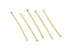 30 Adet - 30 mm Sarı Kaplama Tepeli Düz Takı Çivisi, Bijuteri Malzemesi Tepeli İğne - YF Hobi