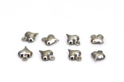 4 Adet - 10 Mm Kalp Desenli Çift Taraflı Nikel Kaplama Metal Pul, Takı Malzemesi, Pirinç Pul - 1