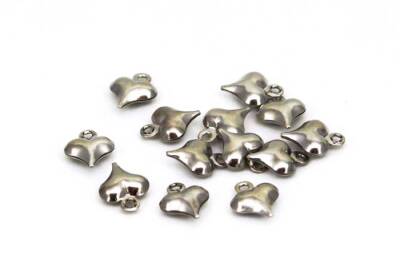 4 Adet - 10 Mm Kalp Desenli Çift Taraflı Nikel Kaplama Metal Pul, Takı Malzemesi, Pirinç Pul - 2