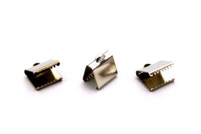 4 Adet - 10x10 mm Dişli Bağlantı Aparatı, Timsah Kapama, Kulplu Dişli Sıkıştırma, Kolye ve Bileklik Kapama, Nikel Kaplama - 1