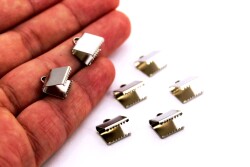 4 Adet - 10x10 mm Dişli Bağlantı Aparatı, Timsah Kapama, Kulplu Dişli Sıkıştırma, Kolye ve Bileklik Kapama, Nikel Kaplama - 2