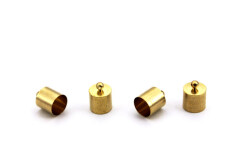 4 Adet - 10x14 mm Kapsül Bağlantı Aparatı, Yuvalı Yapıştırma Bağlantı Aparatı, Ham Pirinç (Delik Çapı : 9.50 mm) - 2