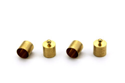 4 Adet - 10x14 mm Kapsül Bağlantı Aparatı, Yuvalı Yapıştırma Bağlantı Aparatı, Ham Pirinç (Delik Çapı : 9.50 mm) - 1