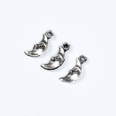 4 Adet - 19 mm Aydede Desenli Metal Uç, Takı Malzemesi, Boyalı Gümüş Kaplama - 3