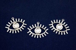 4 Adet - 22x26 Mm Göz Desenli Pul, Takı Malzemesi, Metal Pul, Nikel Kaplama, Pirinç #1624n - YF Hobi