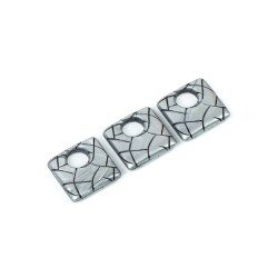 4 Adet - 27 mm Kare Desenli Metalize Uç, Antik Gümüş Renk Metalize Boncuk - 4