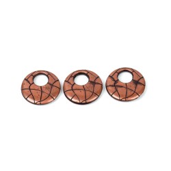 4 Adet - 28 mm Yuvarlak Desenli Metalize Uç, Antik Bakır Renk Metalize Boncuk - 2
