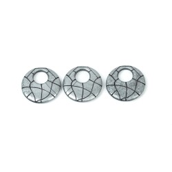 4 Adet - 28 mm Yuvarlak Desenli Metalize Uç, Antik Gümüş Renk Metalize Boncuk - 2