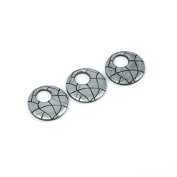 4 Adet - 28 mm Yuvarlak Desenli Metalize Uç, Antik Gümüş Renk Metalize Boncuk - 4
