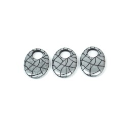 4 Adet - 34 mm Oval Desenli Metalize Uç, Antik Gümüş Renk Metalize Boncuk - 2