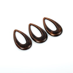 4 Adet - 44 mm Damla Desenli Metalize Uç, Antik Bakır Renk Metalize Boncuk - 4