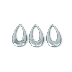 4 Adet - 44 mm Damla Desenli Metalize Uç, Antik Gümüş Renk Metalize Boncuk - 2