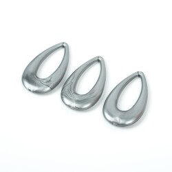 4 Adet - 44 mm Damla Desenli Metalize Uç, Antik Gümüş Renk Metalize Boncuk - 3