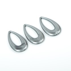 4 Adet - 44 mm Damla Desenli Metalize Uç, Antik Gümüş Renk Metalize Boncuk - 4