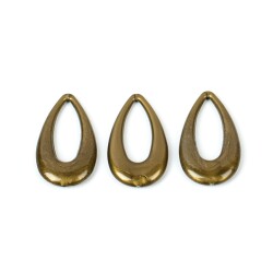 4 Adet - 44 mm Damla Desenli Metalize Uç, Antik Sarı Renk Metalize Boncuk - 2
