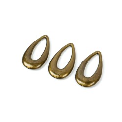 4 Adet - 44 mm Damla Desenli Metalize Uç, Antik Sarı Renk Metalize Boncuk - 3